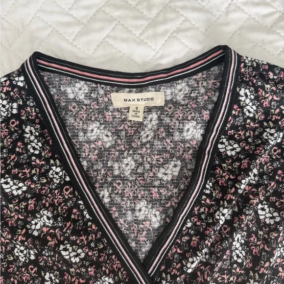 Max Studio Black Floral Wrap Midi Dress size S small new - Picture 5 of 12